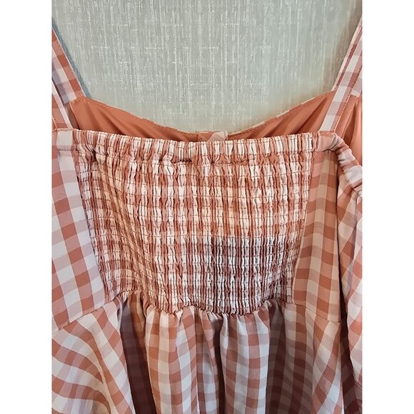 Torrid Size 2X Gingham Smocked Babydoll Tank Top Adjustable Straps New - Picture 5 of 13